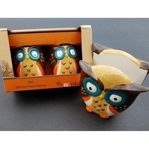 Owl Salt Pepper Shakers Napkin Holder Birds